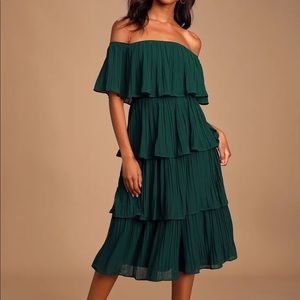 Lulu's Dark Green Off-Shoulder Dress